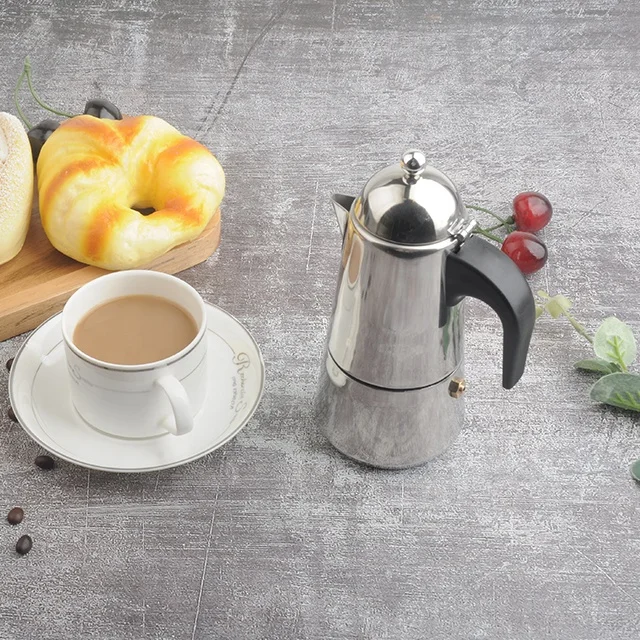Stainless Steel Coffee Pot Classic Cafe Maker Moka Pot Suitable for induction cookers
