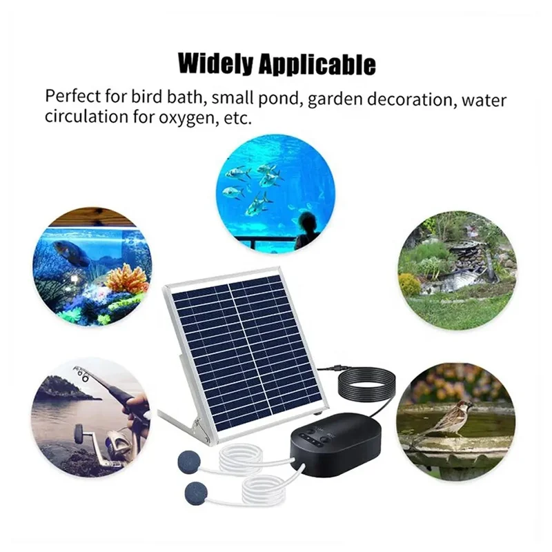 10W Noiseless solar pool pump with solar panels Oxygenator Aerator solar air pump for aquariums for pool Fish Tank Pond Aquarium