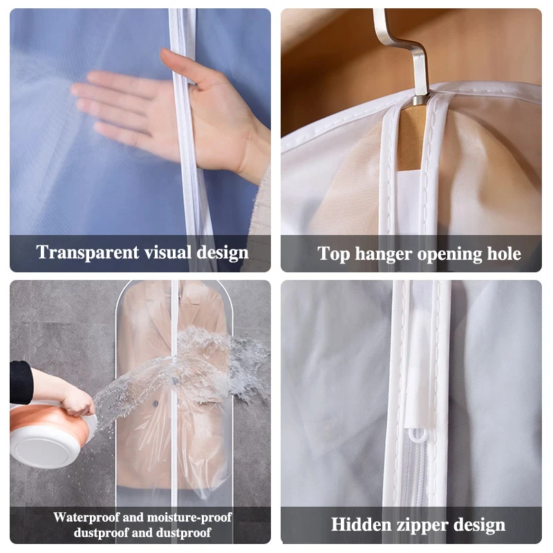 Transparent Clothing Cover Dress Clothes Garment Bag Dustcover Hanging Waterproof Suit Coat Dustproof Protector Closet Organizer