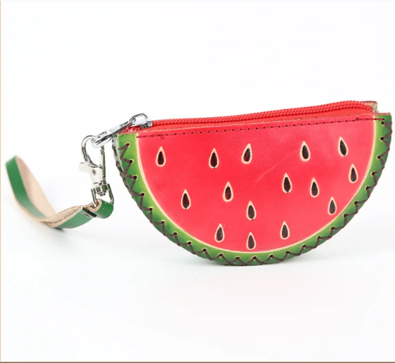 Милая сумка для хранения из коровьей кожи в Корейском стиле, Детский кошелек с изображением фруктов и мультфильмов, маленькая сумка для ключей с арбузом, оптовая продажа