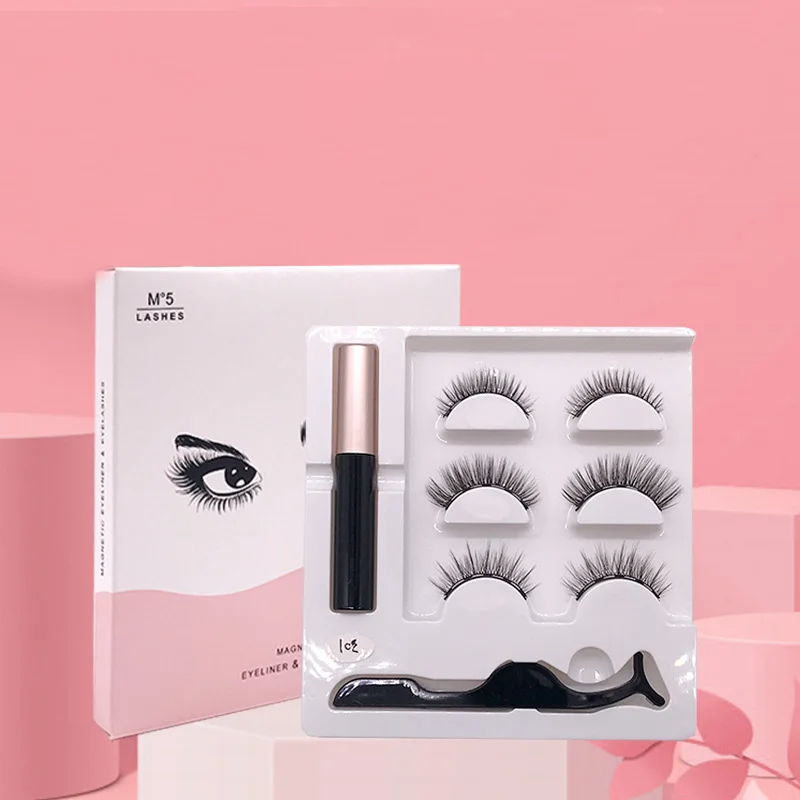 Hot selling 2022 Magnetic Silk Eyelashes Custom Eyelash Magnetic Box 3D Mink Magnetic Eye Lashes with Magnetic Eyeliner Set