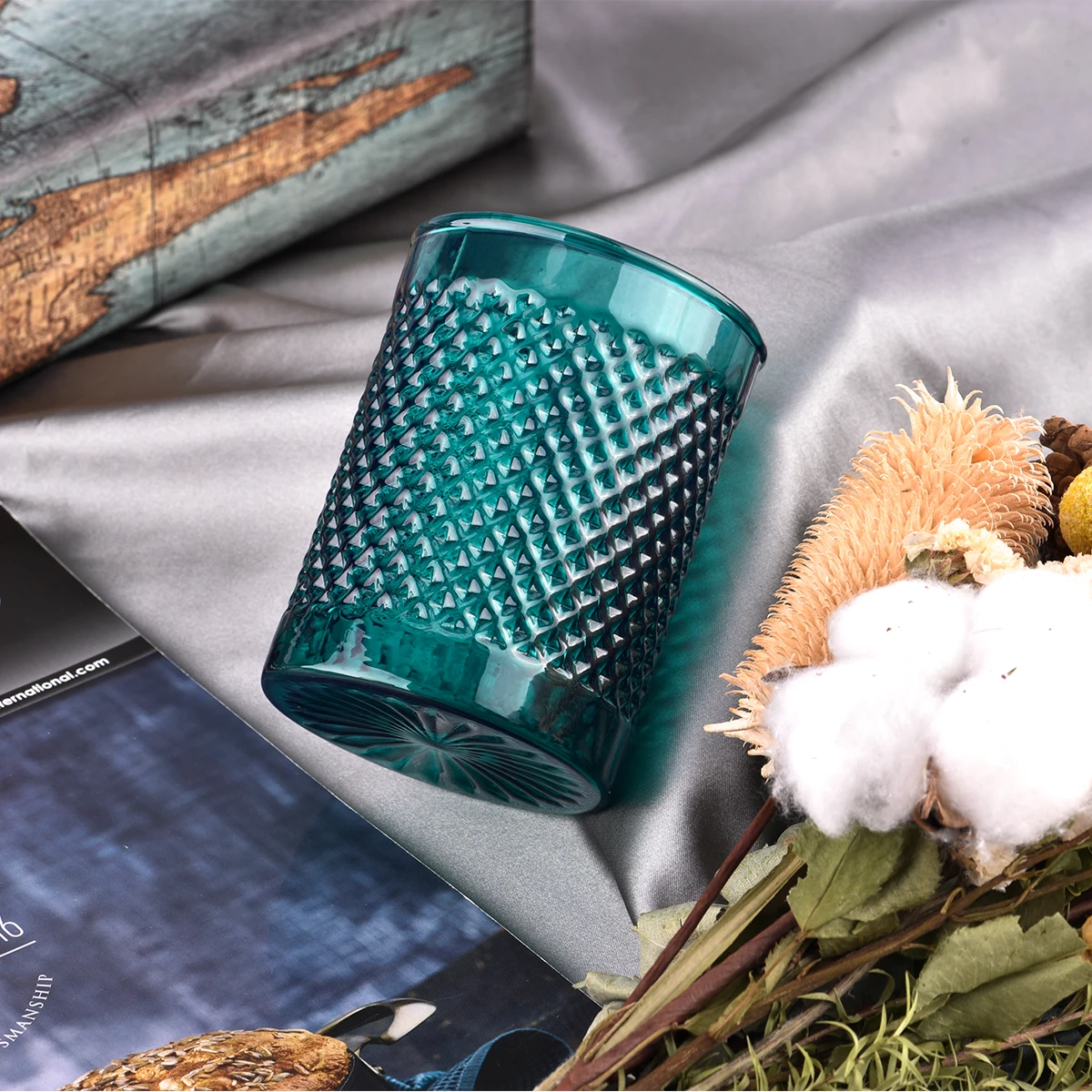 Textured Cylindrical heat resistant Glass Candle Holder Elegant Jar for Home Office Church Wedding or Event Decorations