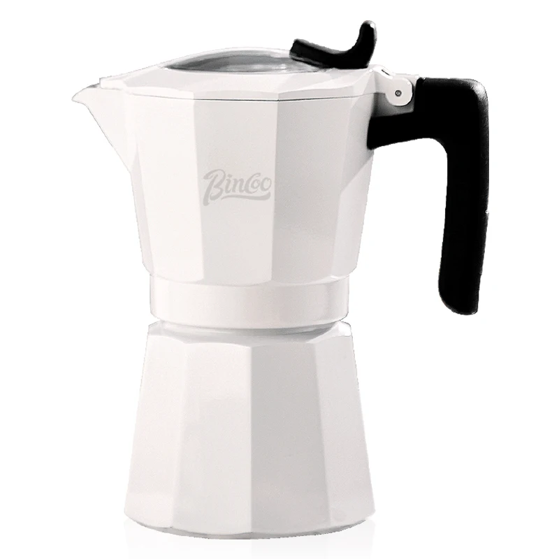 Bincoo Coffee Maker Moka Pot for Classic Italian with Double Valve for 4 Cups Sliver+ Black Moka Coffee Pot