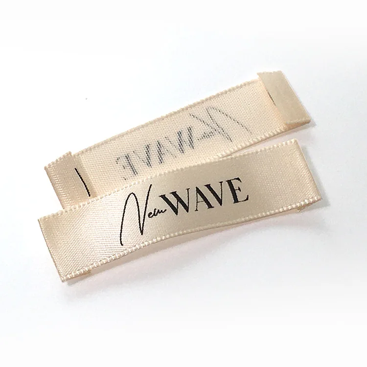 Wholesale High Quality Custom White Satin Clothes Woven Printing Satin Label