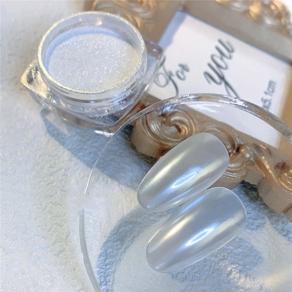 2021 New Pearl Fairy Highlight Ice Transparent White Powder For Nail Art