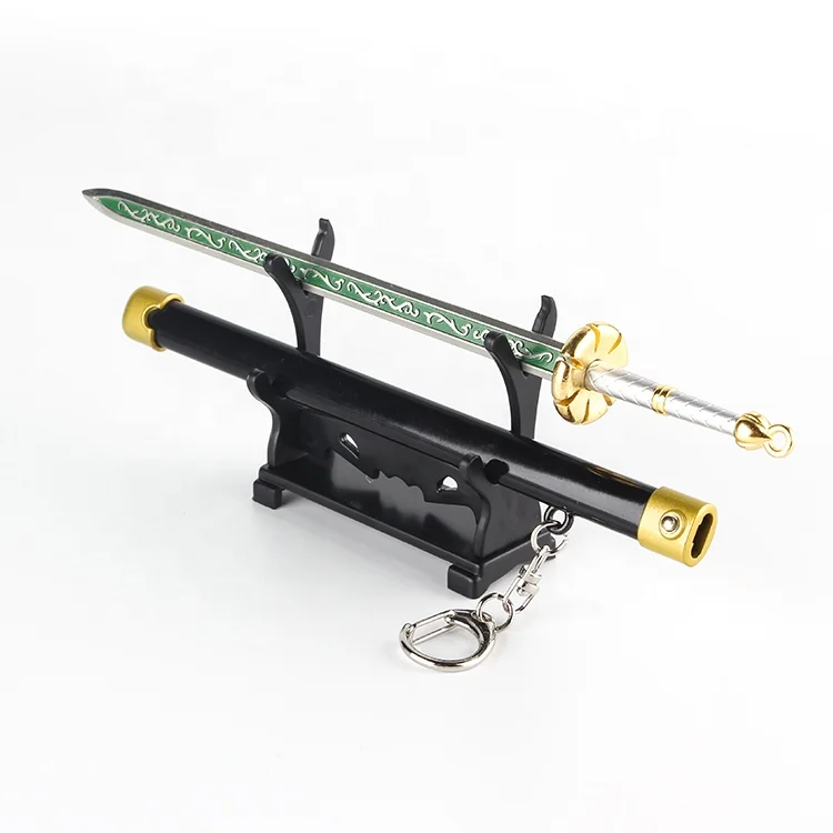 Popular Anime One Pieces Cursed Holy Katana Sword Model Keychain 22CM Mini Press-eject Keyring Metal Craft for Cosplay