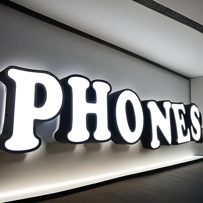 Retail Shop Name Sign Board Design Acrylic 3D LED Illuminated Letter Mobile Phone Cellphone Repair LED Sign