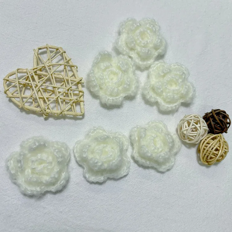 New hand woven wool crochet artificial eternal flower 4cm5cm6cm, multiple crochet flower heads as holiday gifts