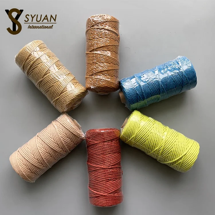 Плетеный хлопковый шнур для макраме, 3 мм, 4 мм, 5 мм, 6 мм, многоцветный длинный шнур