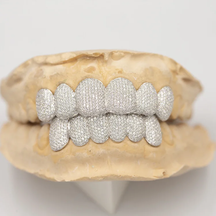 Yu ying персонализированные мужские в стиле хип-хоп 14k белое золото со льдом 18K позолоченный Муассанит Алмазный Грилл для зубов