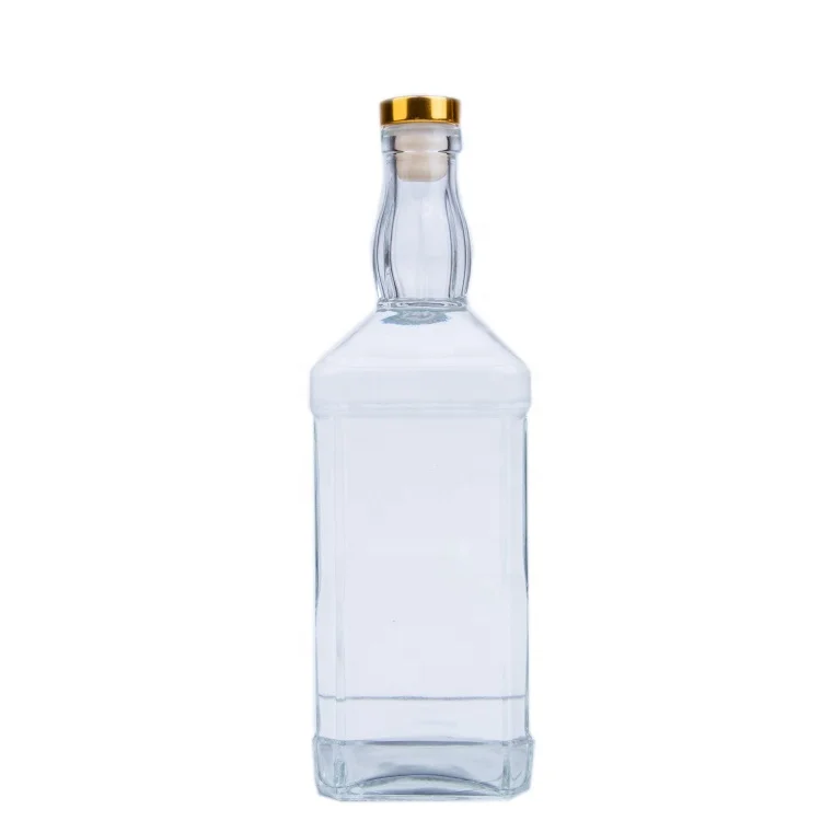 700ml customizable square base brandy, tequila, gin, whiskey  glass bottles wholesale