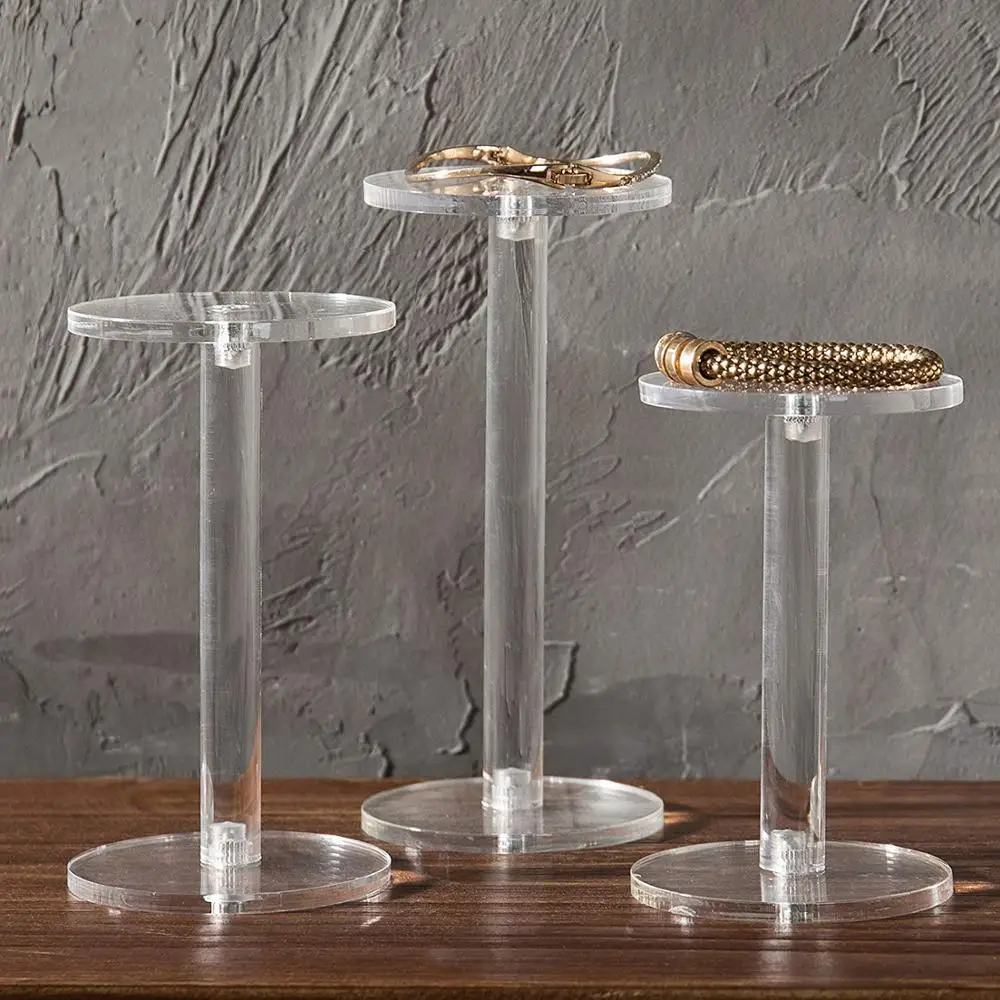 
Clear Round Acrylic Pedestal Display Risers Tabletop Stand Organizer for Jewelry Watch Showcase 