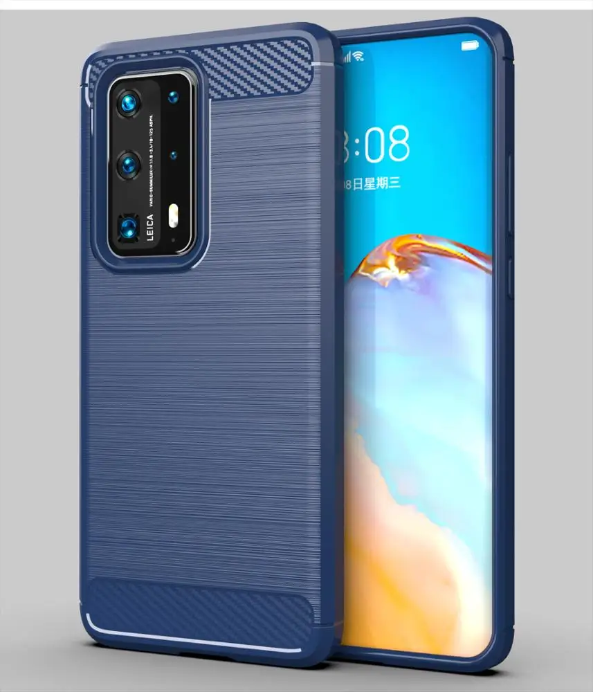 Carbon Fiber Shockproof Soft TPU Mobile Phone Back Cover Case For Huawei P40 Pro+