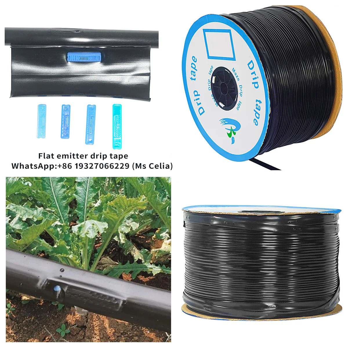Agricultural watering system greenhouse farm drip irrigation tape and pipe fitting 16mm blind drip tape 0.4mm 2000m roll