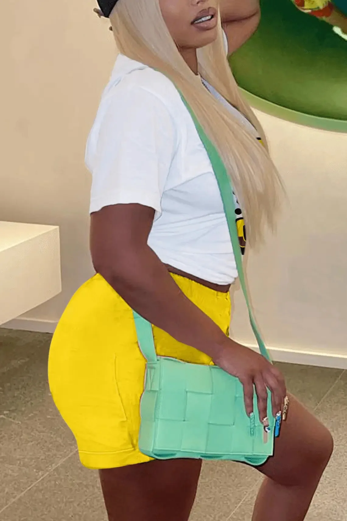 Лучший дизайн High Street Style Индивидуальность тренировочный костюм с принтом для девочек; Летняя футболка короткими рукавами и шорты женщин из двух частей