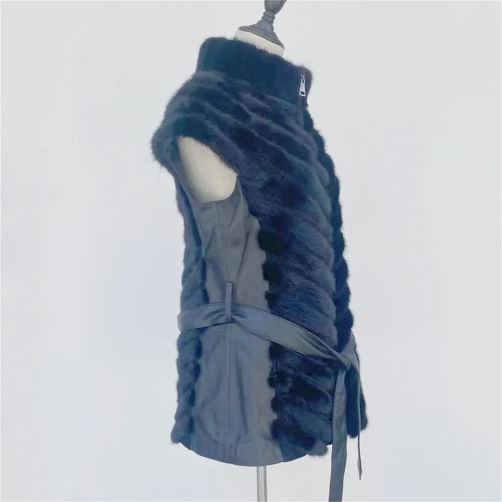 New Real Mink Hair Vest Mink Hair Top Mink Clothing Waistcoat For Women