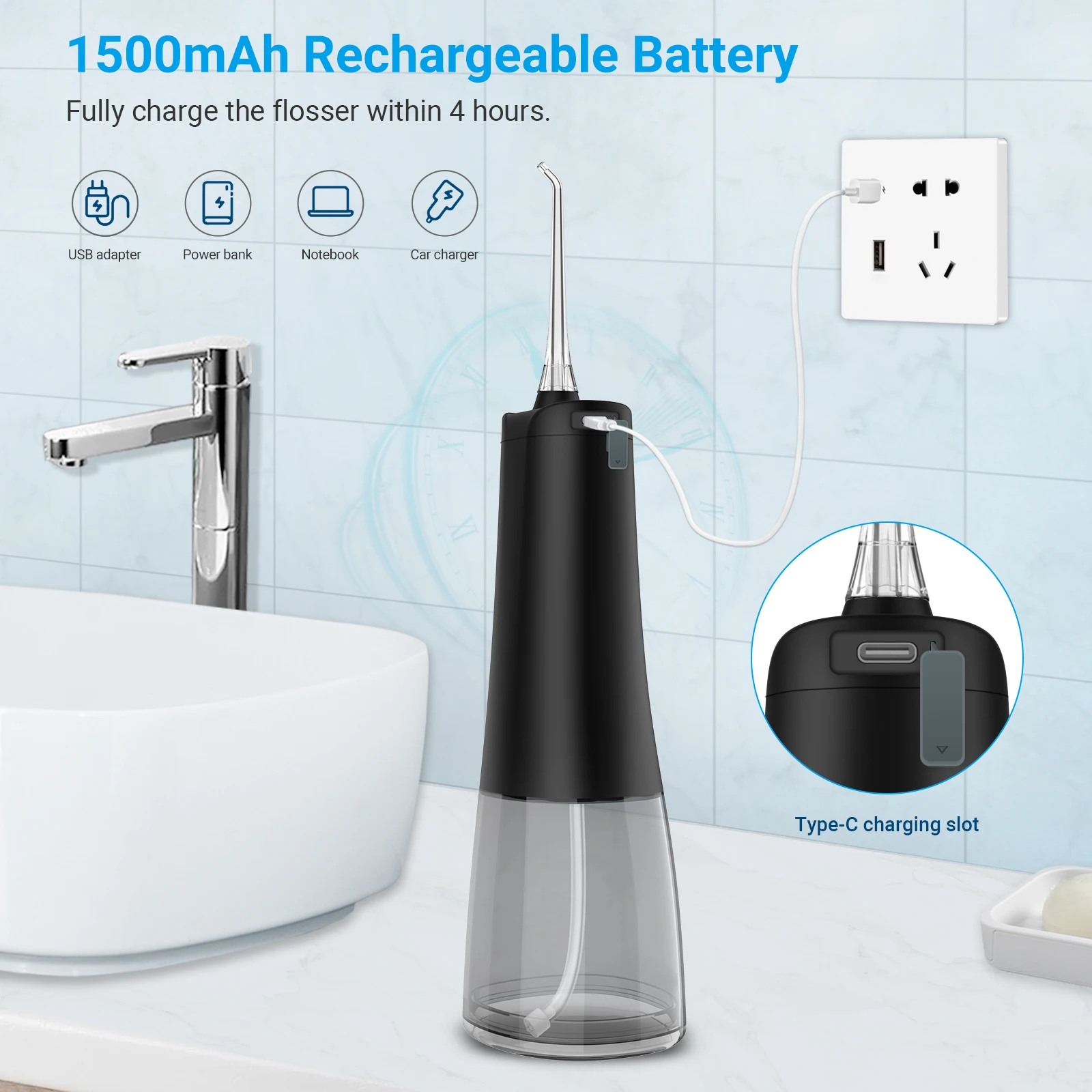 Portable Oral Irrgator Teeth Cleaner Cleaning Dental Water Flosser Teeth Tooth Cleaner Machine Water Thread