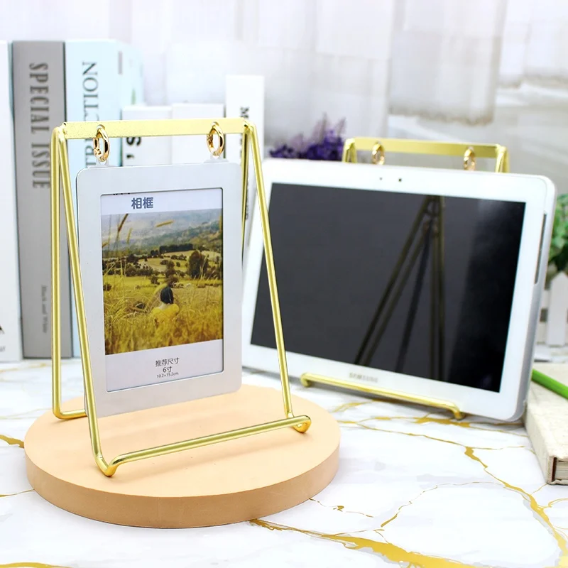 Modern Luxury Metal Desktop Photo Frame New Design Multi-functional Bottom Mobile Phone Holder