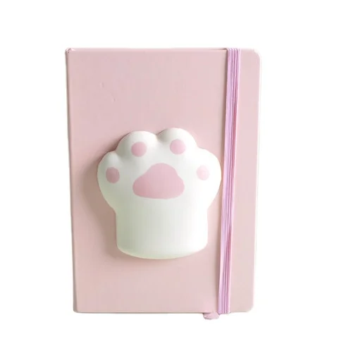 Cartoon 3D Kawaii Squishy Notebook for Girls Squeeze Toys Squishy Animals White Cat Paw Stress Relief Foam Squish Journals