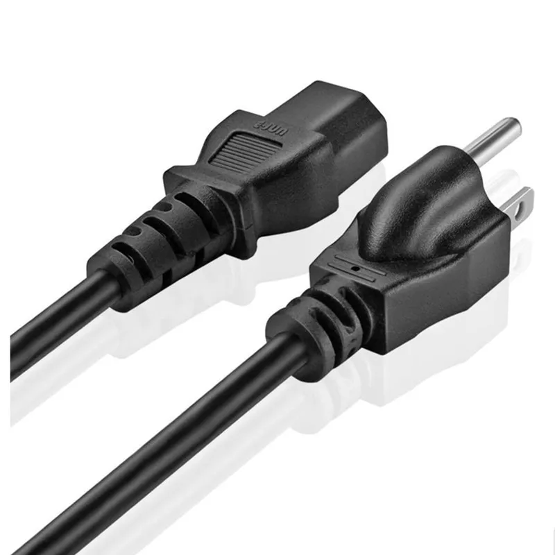C13 C14 Free Sample Male to Female 3 Pin Copper Core US American Standard AC Power Cable Cord Length for Computer Home Appliance
