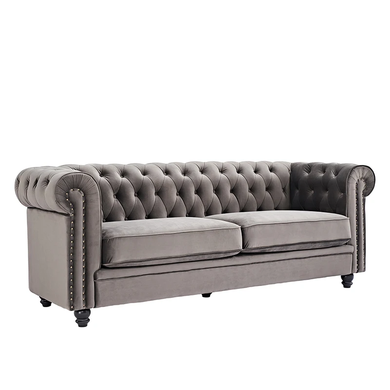 USA in stock drop shipping service home furniture grey color l shape velvet