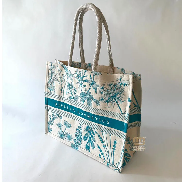 Customized Logo Shopping Tote Jute Bag Mini Reusable Beach Burlap Gift Bag Eco Friendly Natural Cotton Canvas Tote Bag For Women