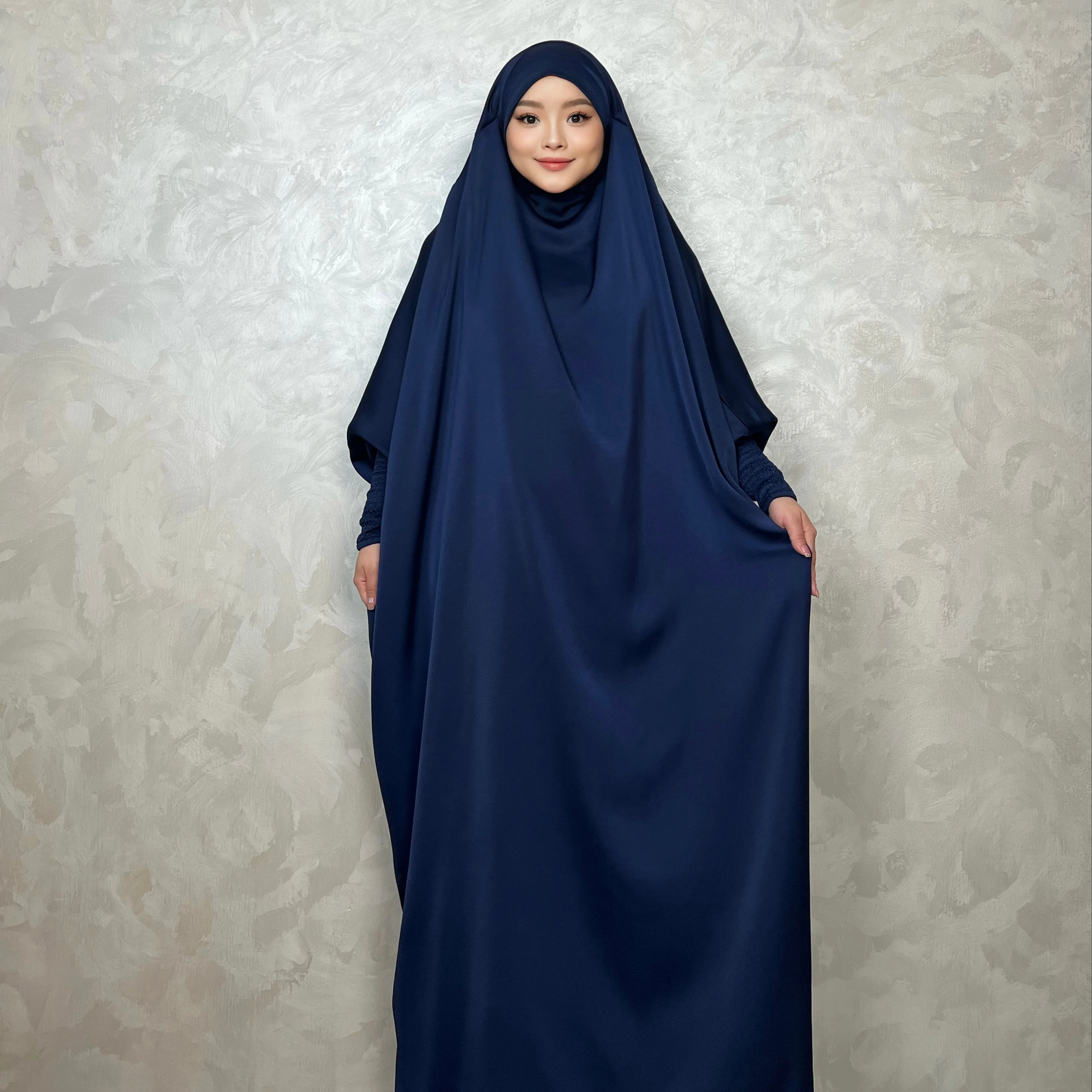Цельный Атлас Jilbab Niqab прилагается свободный размер мусульманское платье Abaya милое скромное Jabab Молитвенное
