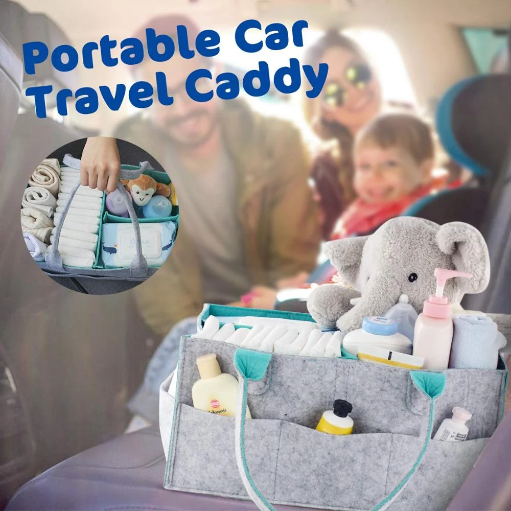 2021 New Trend Felt Diaper Bags Baby Diaper Caddy Organizers for Mothers with Removable Cover