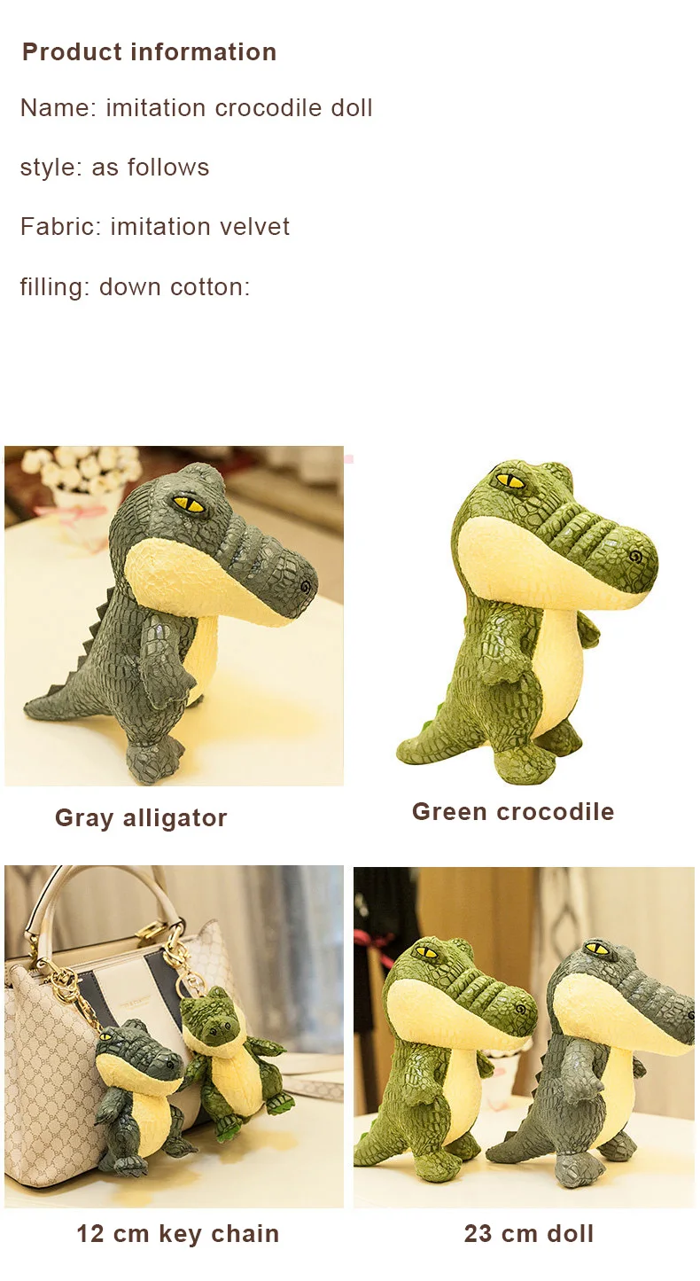 CPC Key Chain anime plush toys Hot selling plush Stuffed animal Green Gray crocodile plush toy