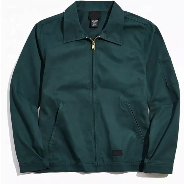 Custom High Quality Turn Down Collar Zip Up Durable Cotton Workwear Heavy Cotton Work Jacket For Men
