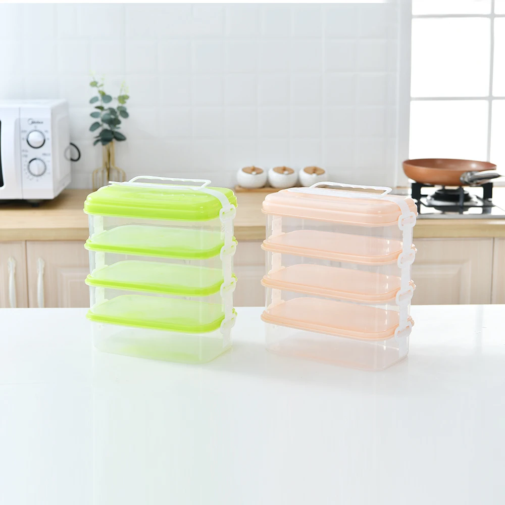 New design food grade clear 4 layer plastic square rectangle round lunch box
