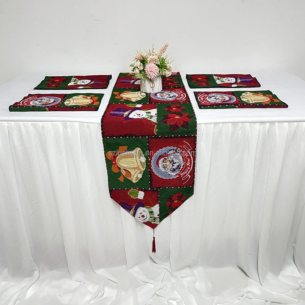 Wholesale Red Christmas Table Runner Cheap Christmas Ornament Table Runner Christmas use Table Runner With Placemats