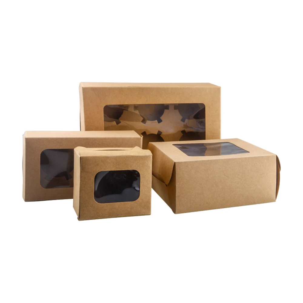 Custom Printed Paper Cupcake Boxes 6 Holes With Window Pastry Cake Packaging Boxes