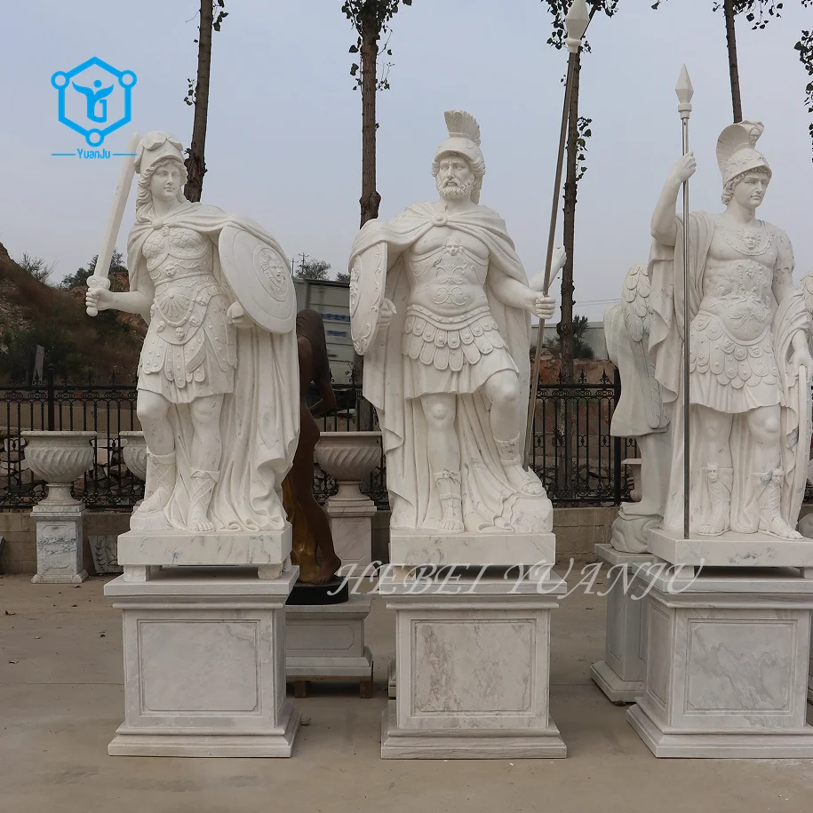 Life Size Classical Outdoor Garden Antique Marble Roman Soldier Statue