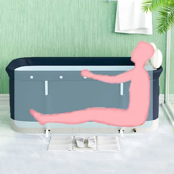 Inflatable Bathtub Foldable Bath Tub Wide Bathtub with Bath Pillow Bath Seat Ice Bathtub