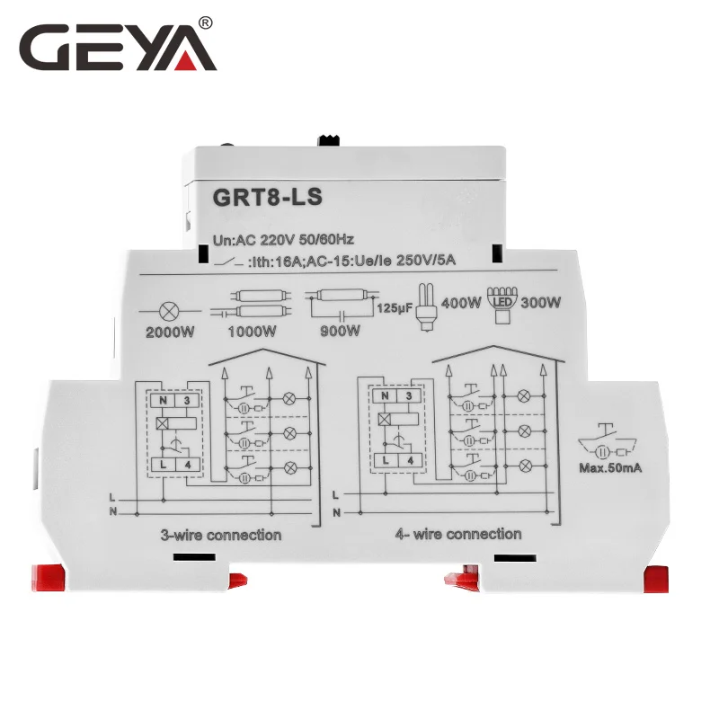Лестница с таймером и временным управлением GEYA GRT8-LS AC230V переключатель на Din-рейку автоматической задержкой 0 5-20 минут