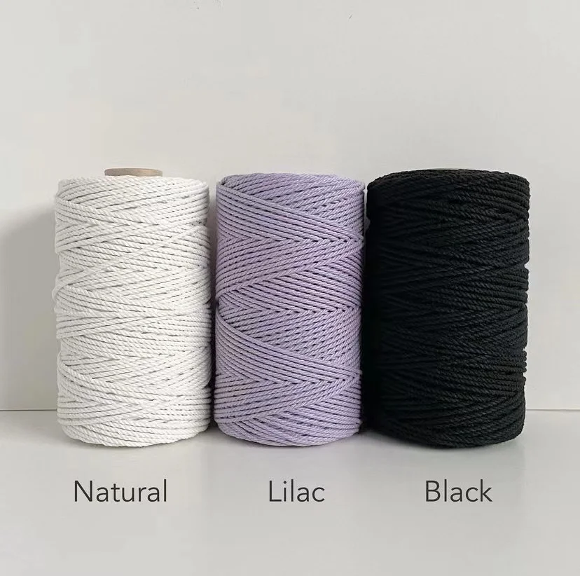 Recycled Natural Twisted Color Macrame Cotton Rope 3mm 4mm Cotton Makramee cord
