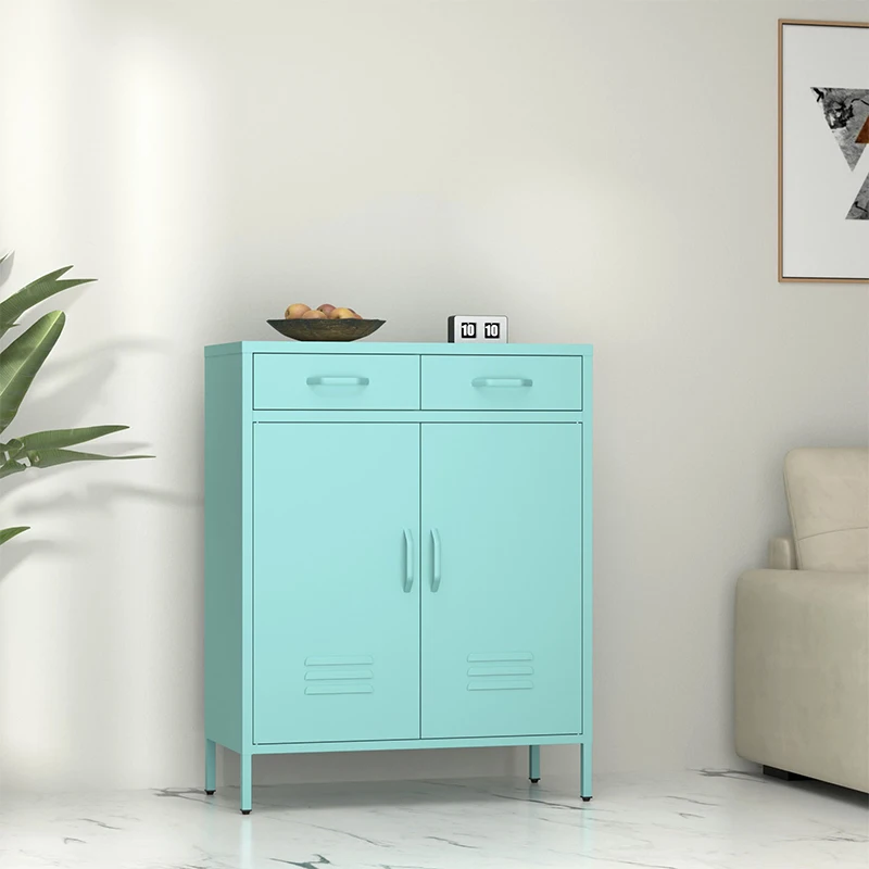 Manufacture Kitchen Sideborad Living Room Metal Cabinet Storage Locker Cabinet With 2 door and drawer Steel Filling Cabinet,-