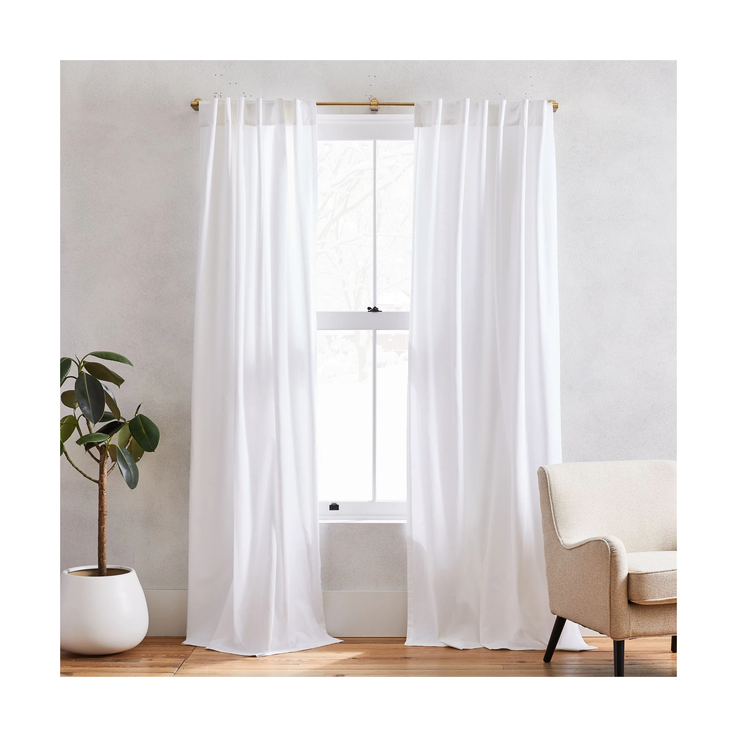 Wholesale Custom European Style Soft Natural 100% Cotton Voile Sheer Drapes Curtains for living room
