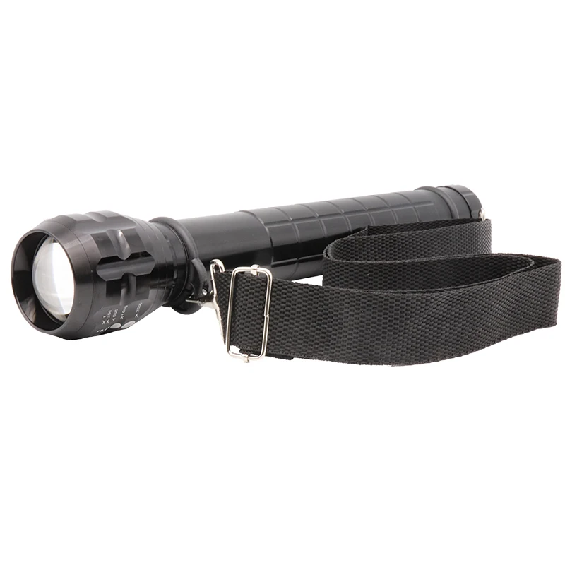 High Power 3Watt LED 3D battery Torch Heavy Duty Outdoor Torch Zoom Flashlight With Nylon Strap Compass