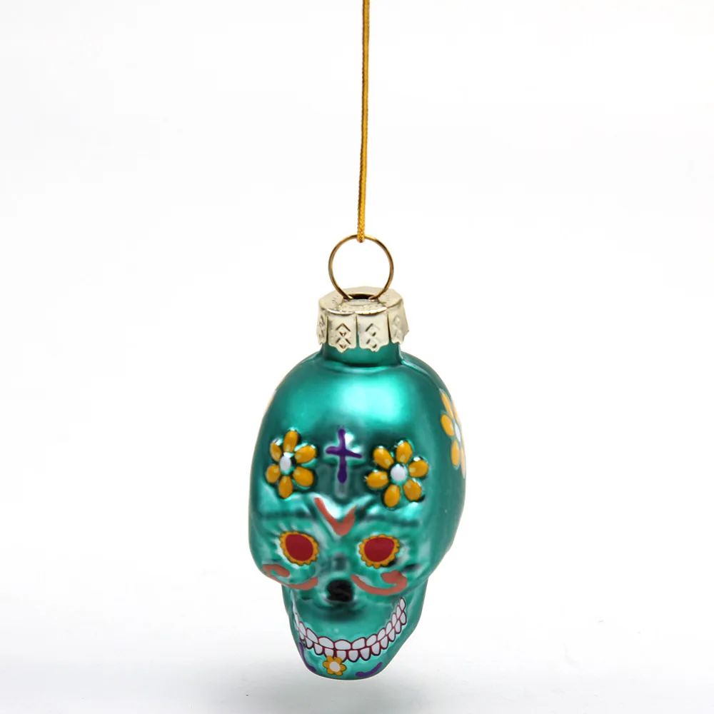 Small Glass Skull Pendant Halloween Decorations and Jewelry Glass Ornament for Holiday Supplies