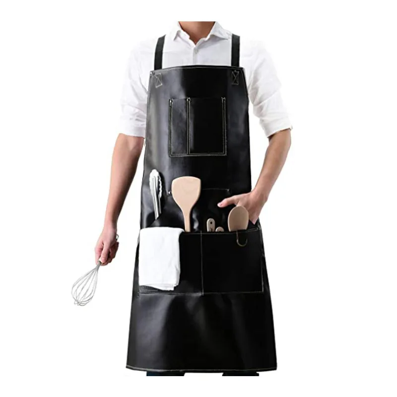 Apron PU leather apron kitchen electrician floral apron baking barbecue custom made