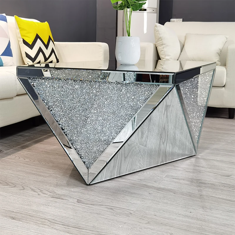
Guangdong manufacturer crushed diamonds top mirrored coffee table 