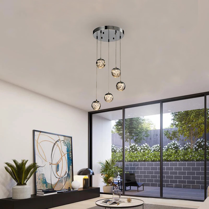 Modern creativity lighting metal frame glass lampshade led pendant light