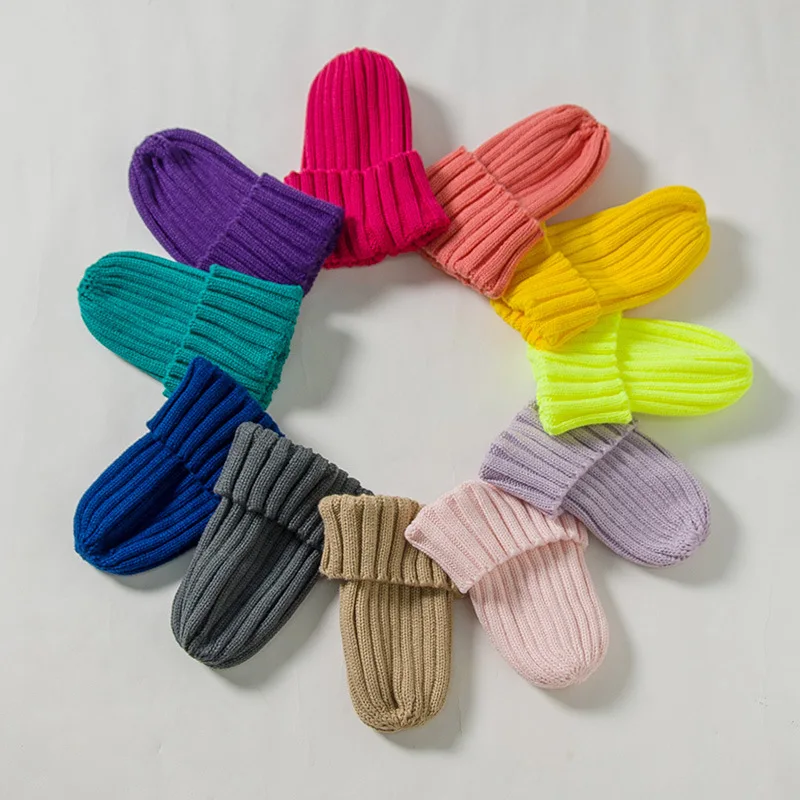 Детская вязаная шапка бини с наушниками, От 1 до 8 лет Новая коллекция осень-зима Мода Чистый яркий карамельный цвет, детские зимние штаны Бежевая Шляпа