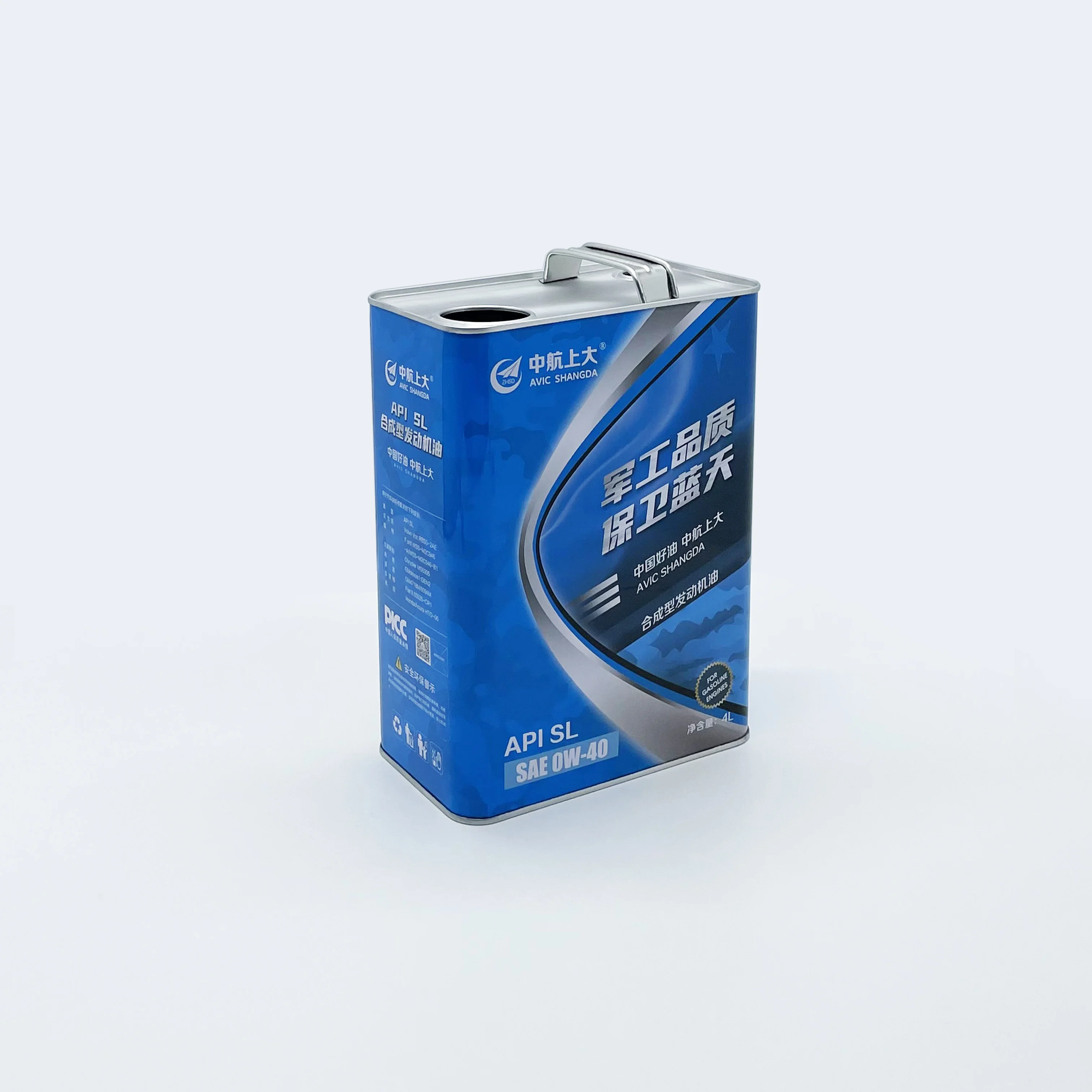 China supplier direct sale 4 litres empty engine oil metal tin can with plastic lid and vent