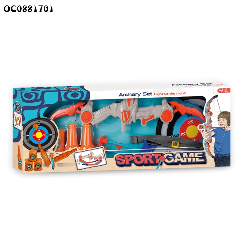 Folding Outdoor Sport Plastic Bow and Suction Cup Arrow Toys Set With Target