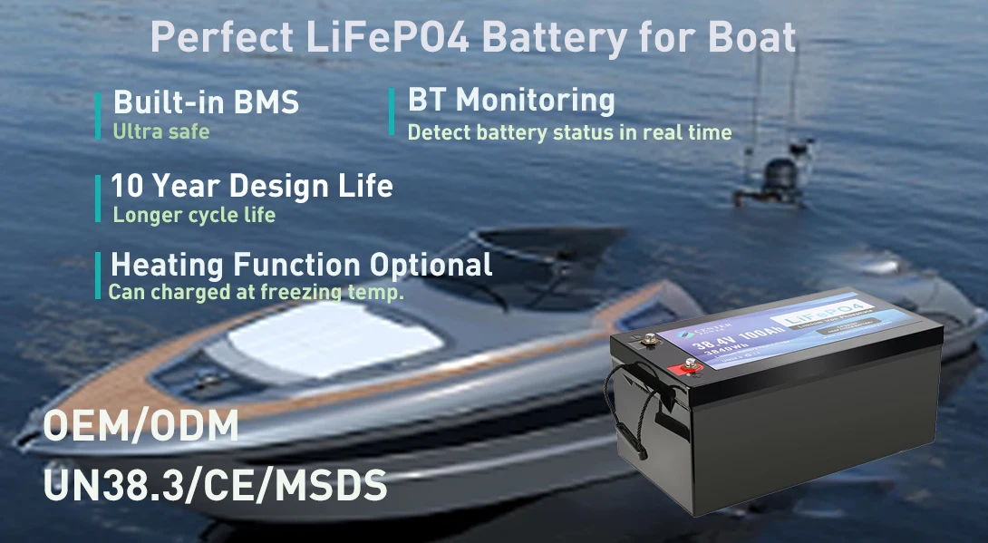 Center Power 36 volt marine lithium ion batteries 36v 100ah lifepo4 deep cycle marine battery