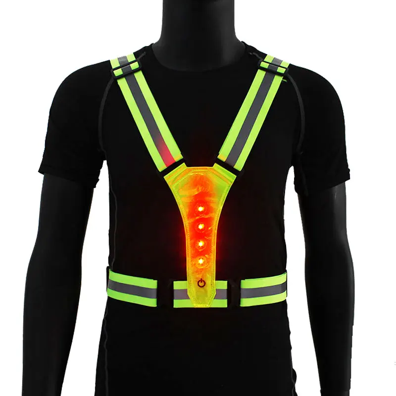 Engineer Men Women Safety Running Led Light Vest Belt Black High Visibility Reflection Vest For Construction