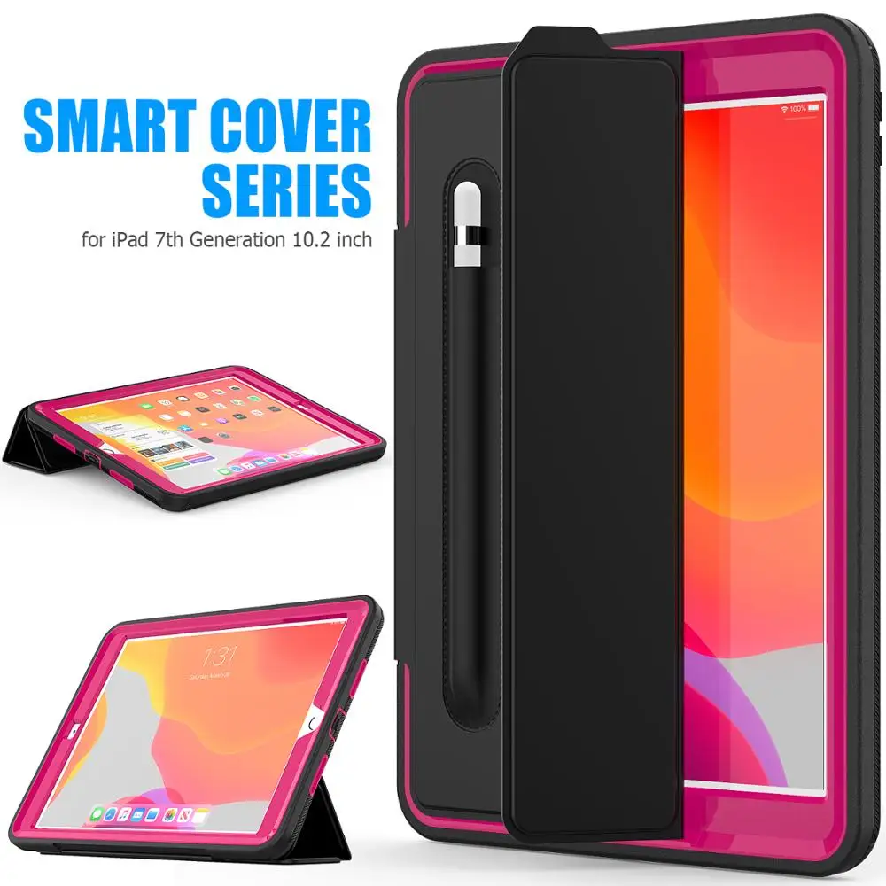 Для ipad 10,2 2019 кожаный чехол tri-fold с функцией автоматического пробуждения и сна и подставки